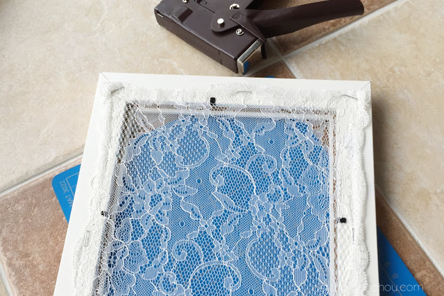 staple lace around the back of the frame