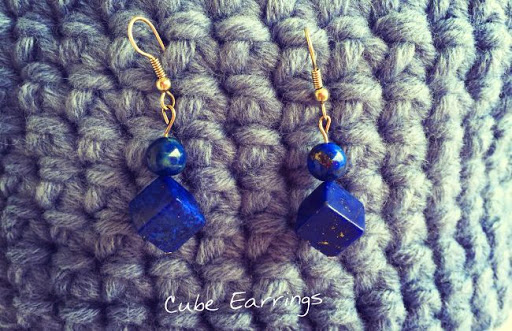 Cube mineral earrings hong kong lapis lazuli