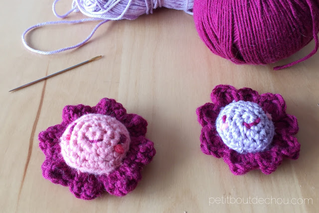 kawaii flower amigurumi pink and purple