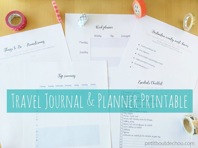 Travel journal and planner printable