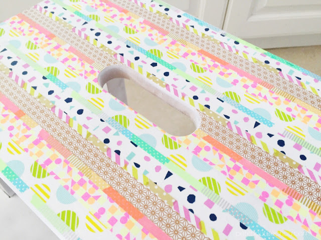 washi tape step stool makeover