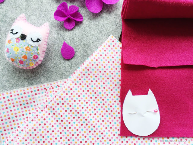 DIY stuffed felt owl with free pattern - cutting felt and fabric