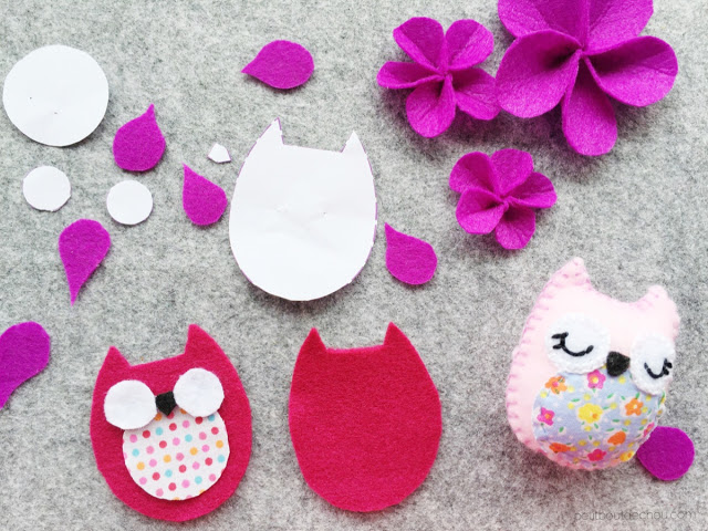 DIY stuffed felt owl with free pattern cut pieces