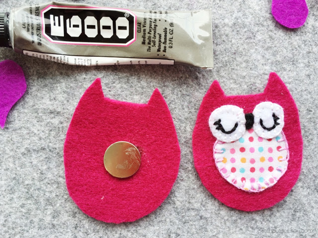 DIY stuffed felt owl with free pattern glue magnet