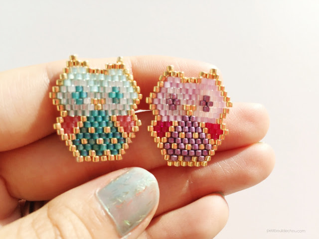 Baby owl miyuki beads pendant 