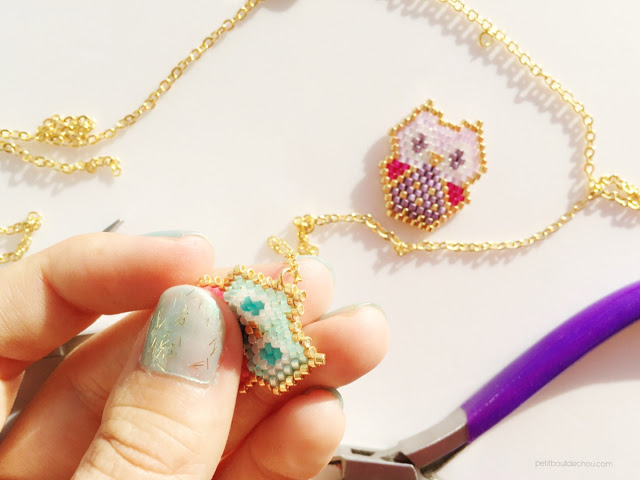 using pliers, create your pendant baby owl