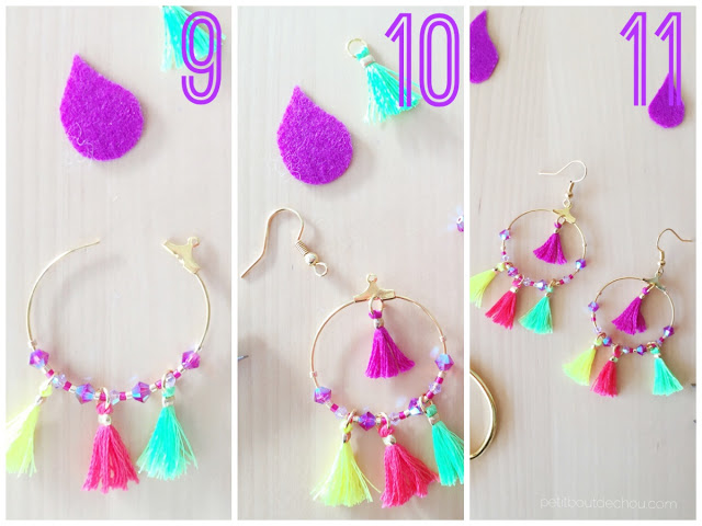 Summer Mini tassel earrings jewellery steps 9 to 11