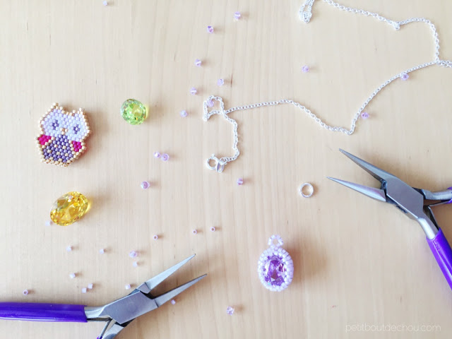 Gem stone bezel mounting on necklace