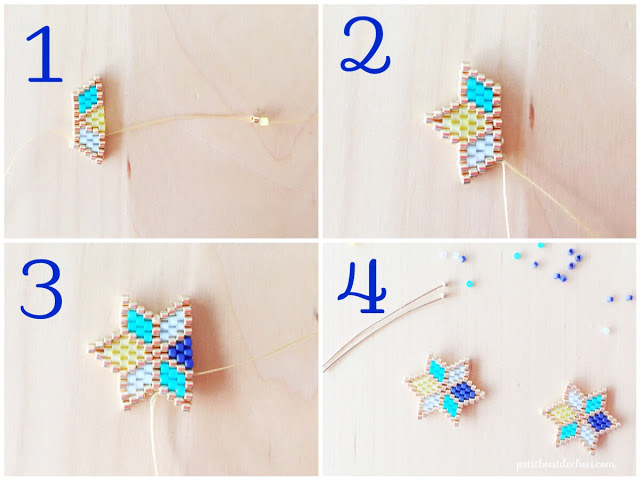second steps for star earrings with miyuki beads