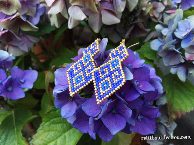 Laotian inspired earrings in hydrangea