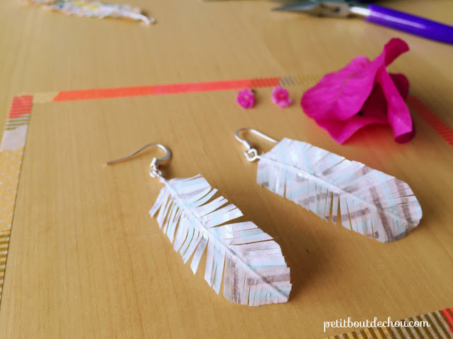 earrings made with feather charm