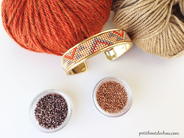 autumn colours bead loom cuff bracelet