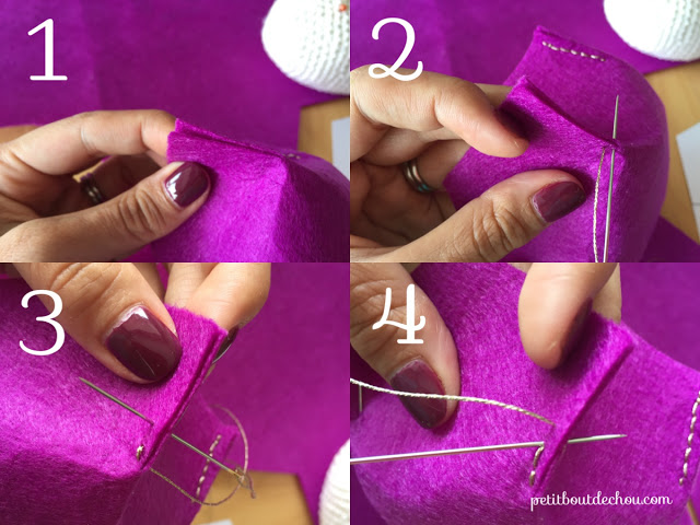 back stitch for DIY felt basket