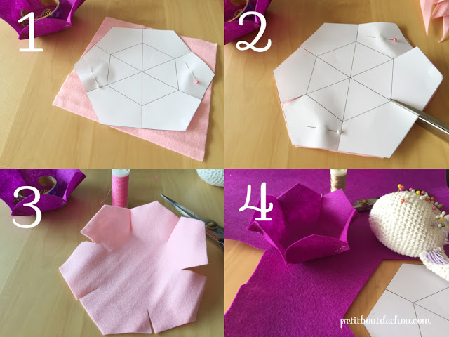 Free pattern for DIY felt flower basket