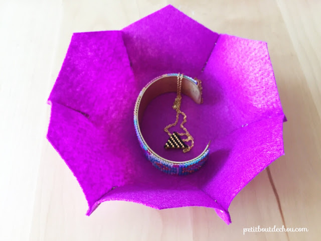 Flower shaped felt basket purple top