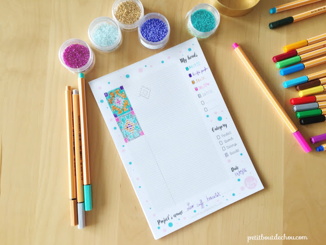 Bead loom and brick stitch grid notepad