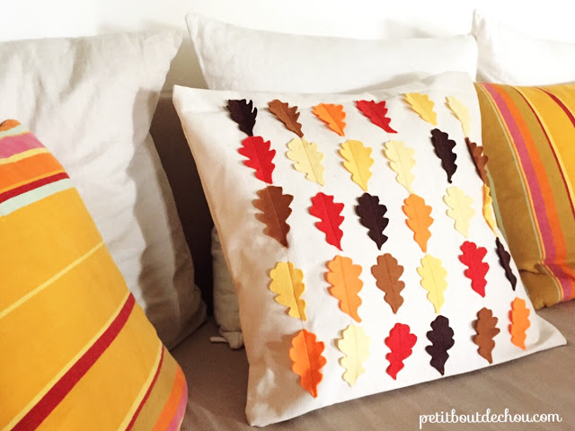 felt leaves cushion cover DIY