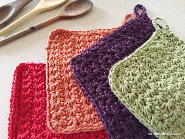 DIY star stitch crochet potholder