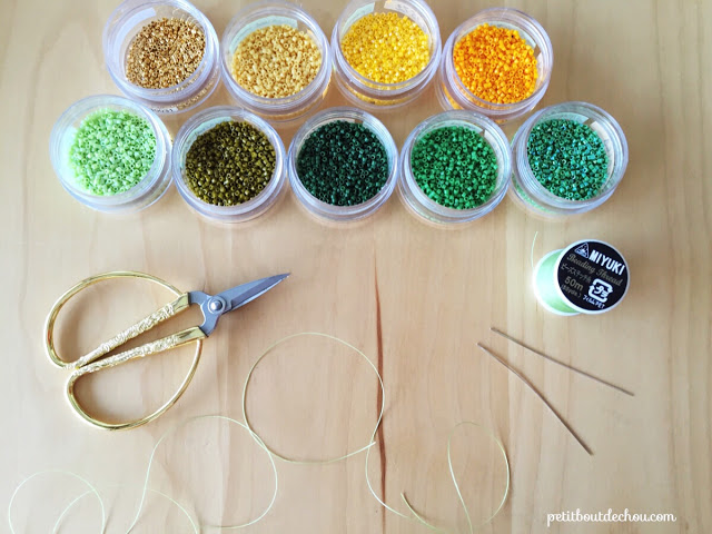 DIY Beaded ginko leaf in brick stitch supplies needed