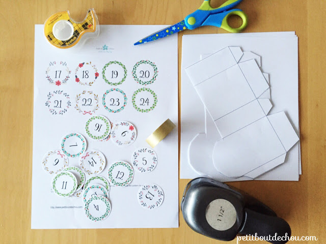 DIY Christmas advent calendar printable craft supplies