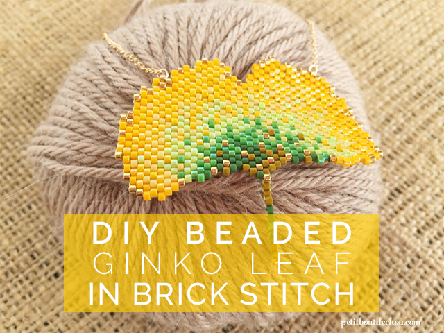 DIY Beaded ginko leaf in brick stitch