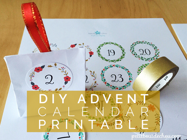 DIY Christmas advent calendar printable 