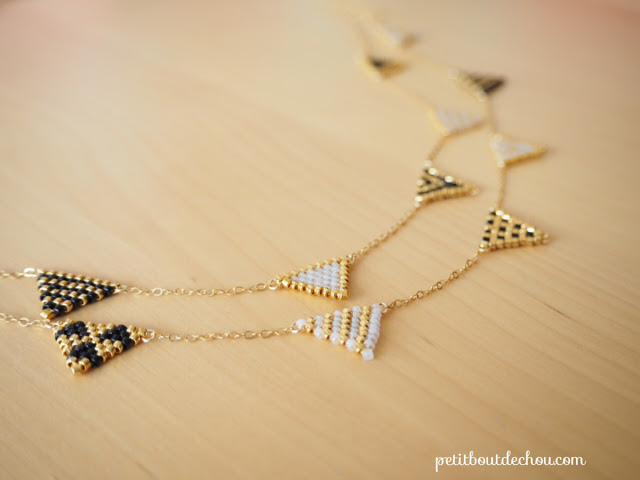 DIY beaded triangle flags long necklace