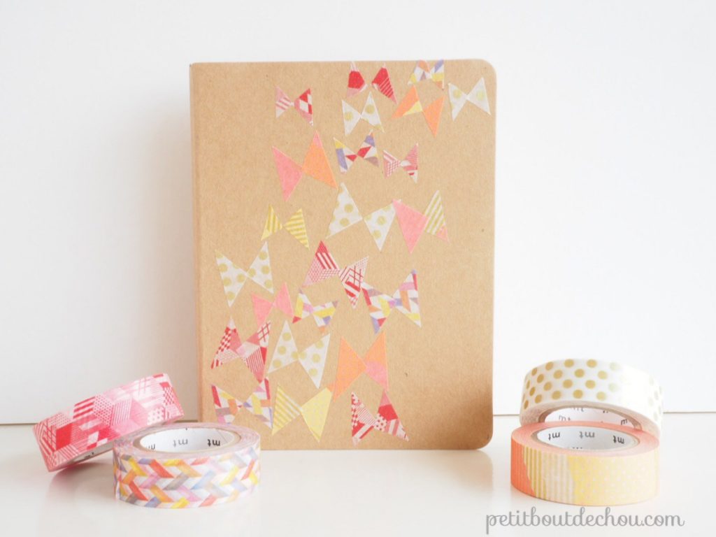 Masking tape butterflies notebook cover DIY