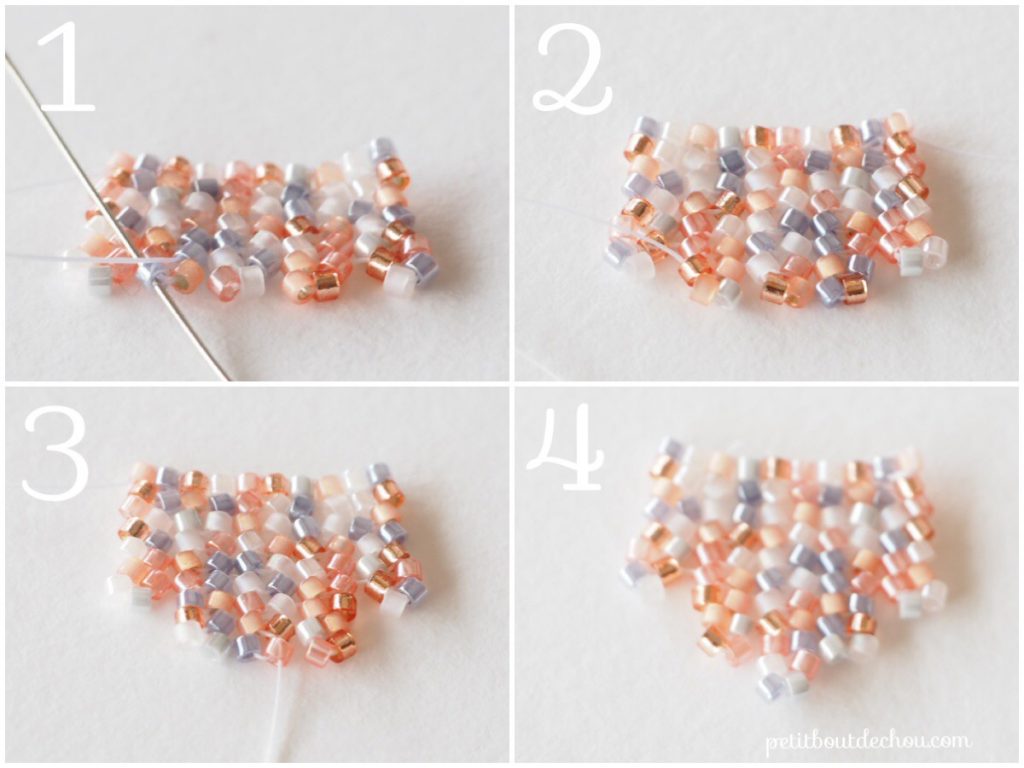Reduction steps for herringbone stitch