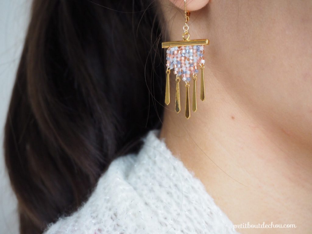 Herringbone stitch dangle earrings 