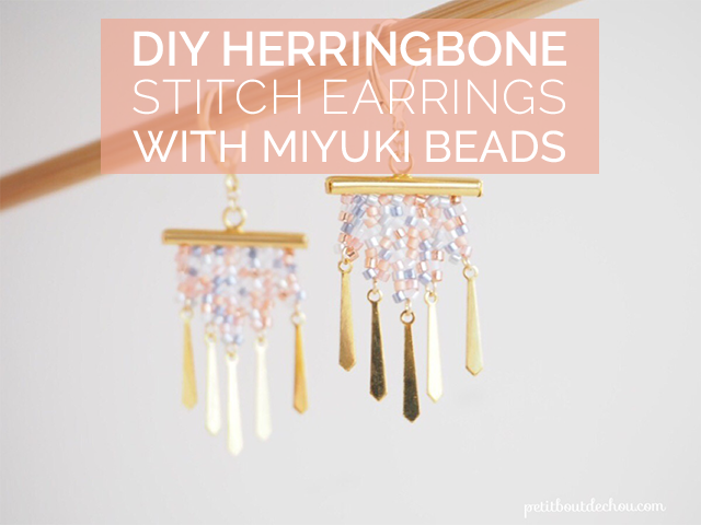 Title herringbone stitch earrings