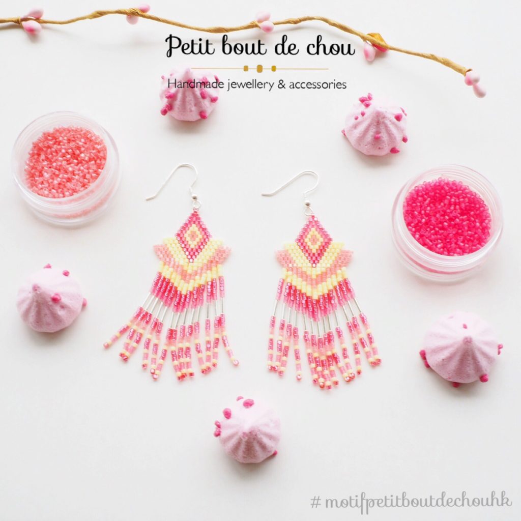 Pink Small Brick Stitch Earring Making Kit for Beginners at