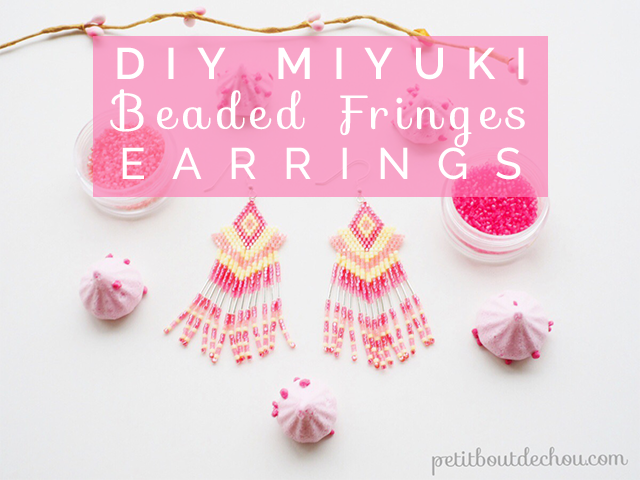 Title miyuki beaded fringes earrings