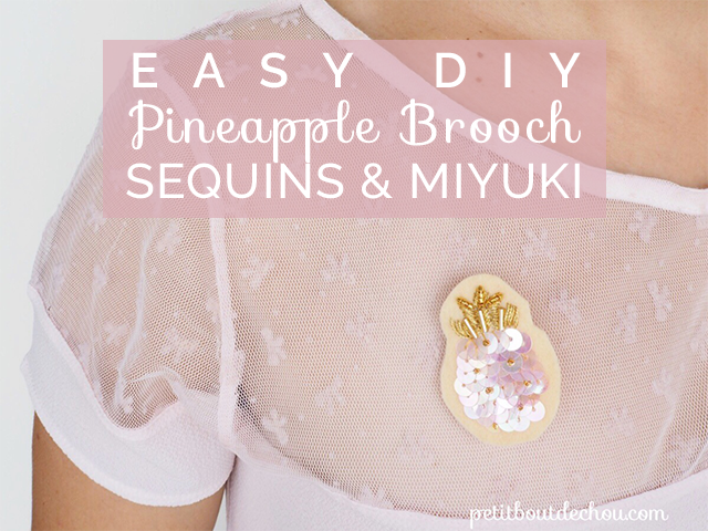 Title pineapple sequins and miyuki brooch