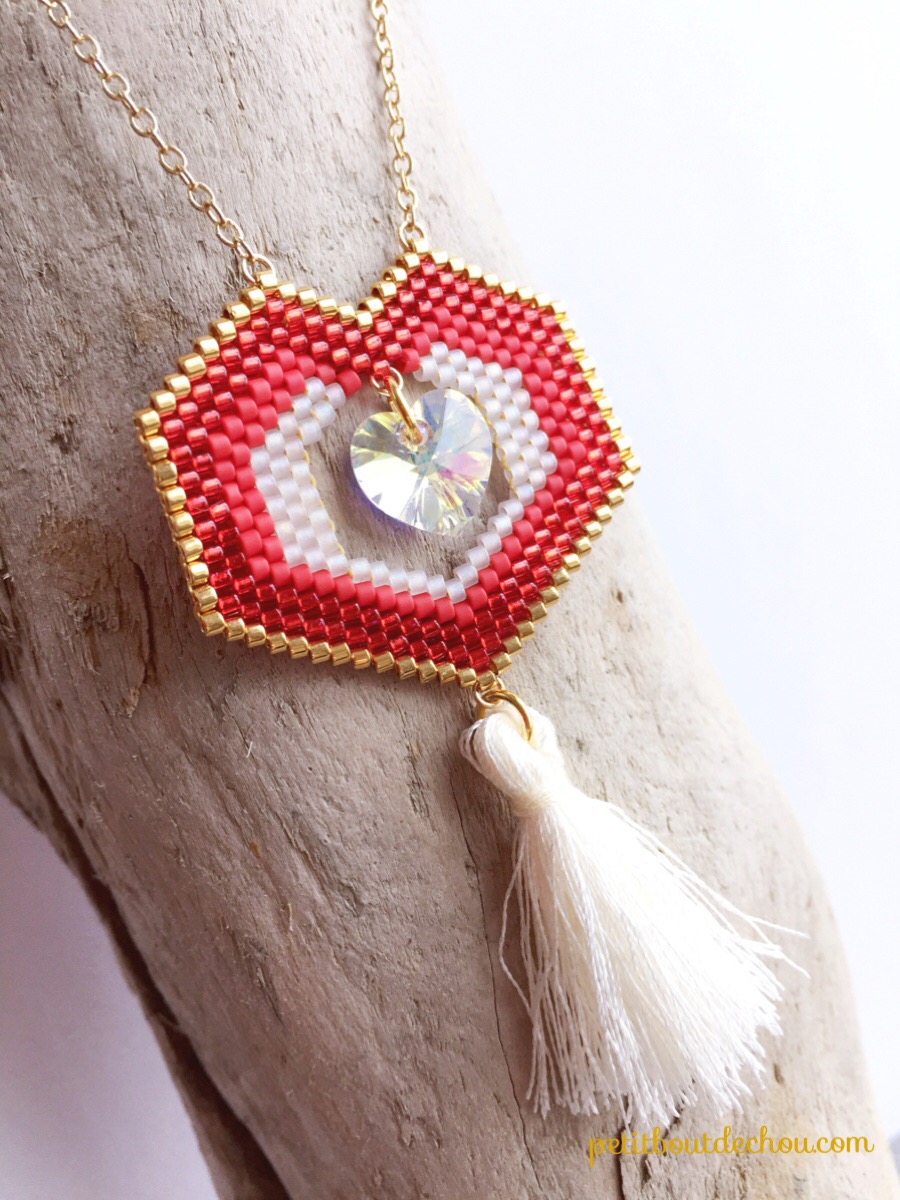 pendentif coeur ajouré miyuki