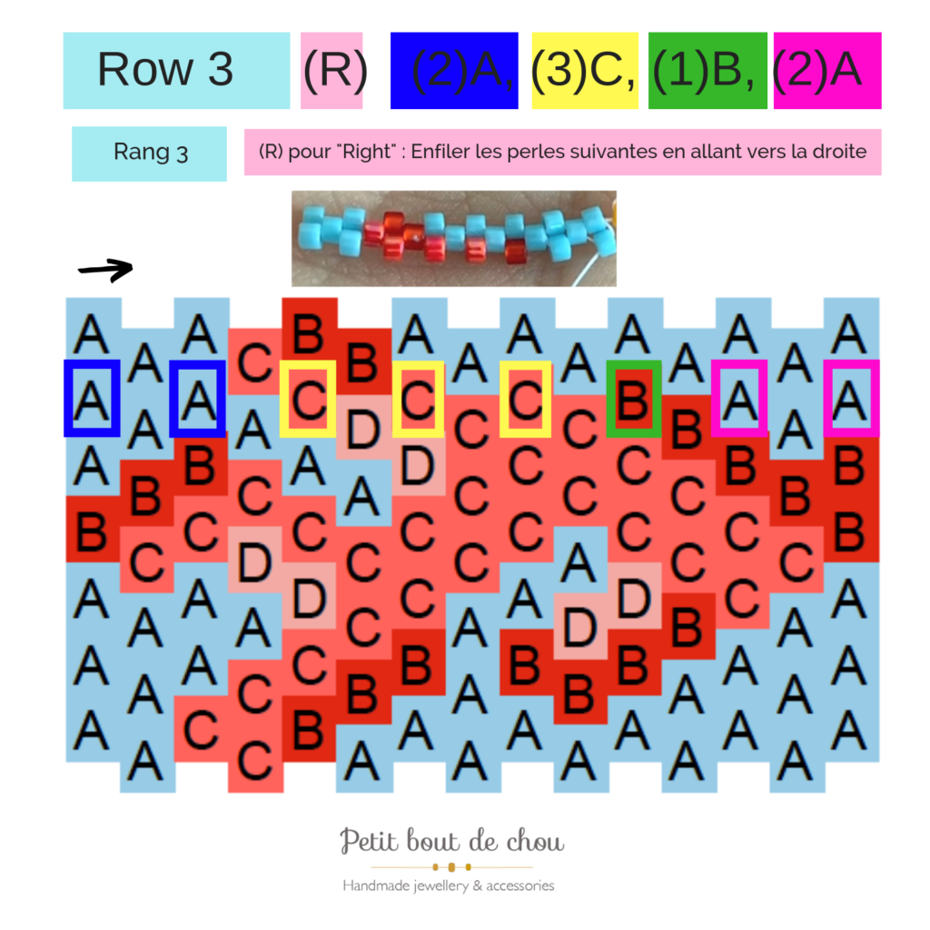 row 3 peyote word chart tutorial