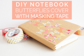 DIY Notebook Butterflies Cover with Masking Tape