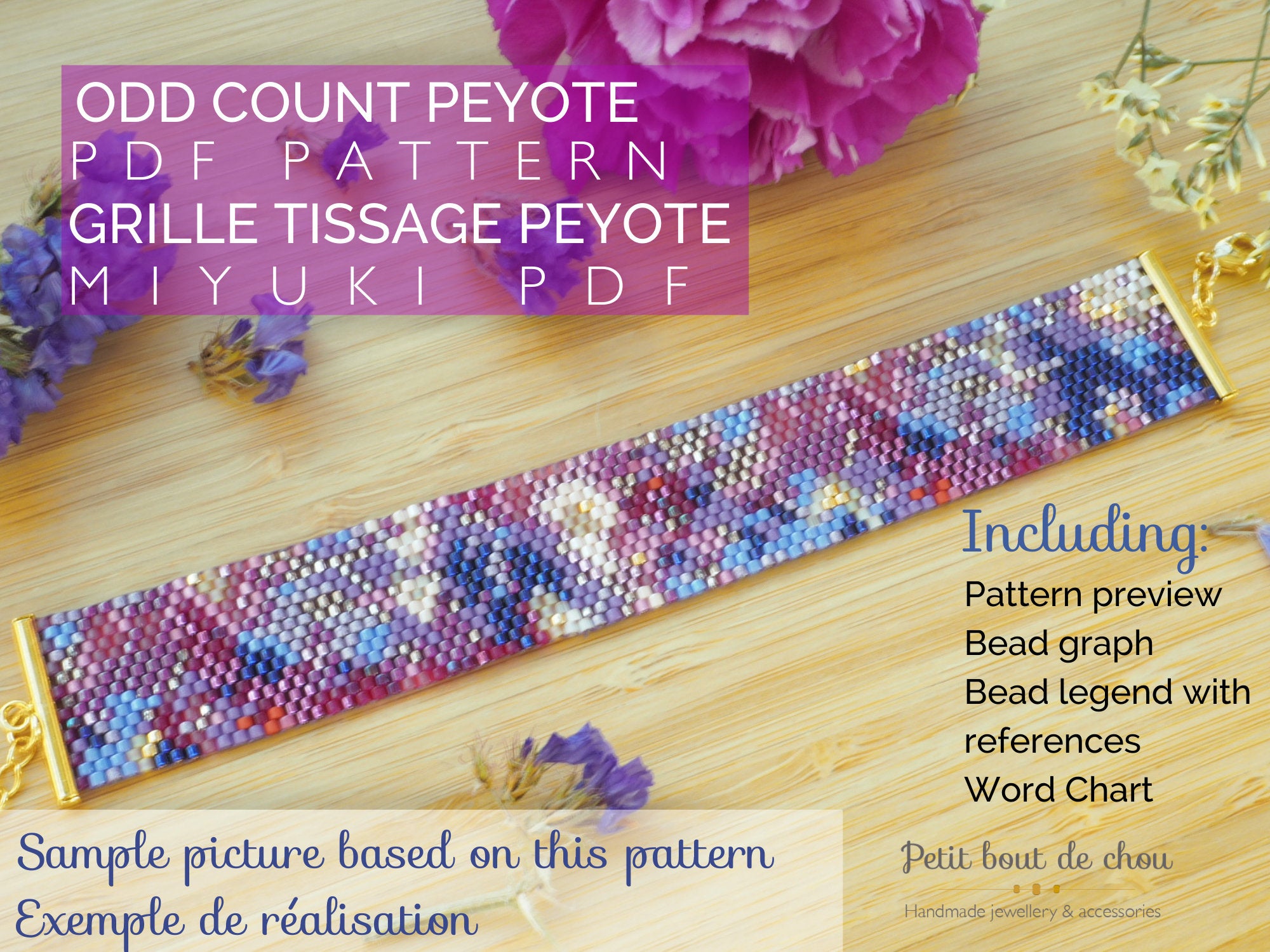 Brick Stitch Delica Beads Bracelet - Tutorial. + Free pattern! 