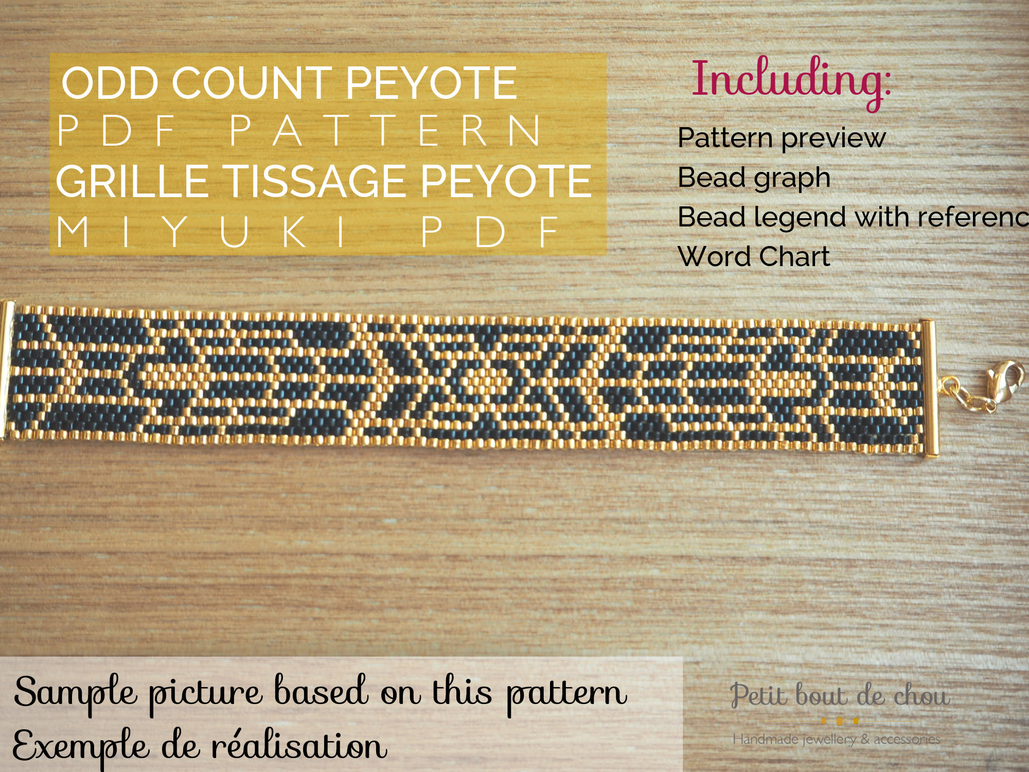 peyote pattern Art Deco scales 1 bracelet