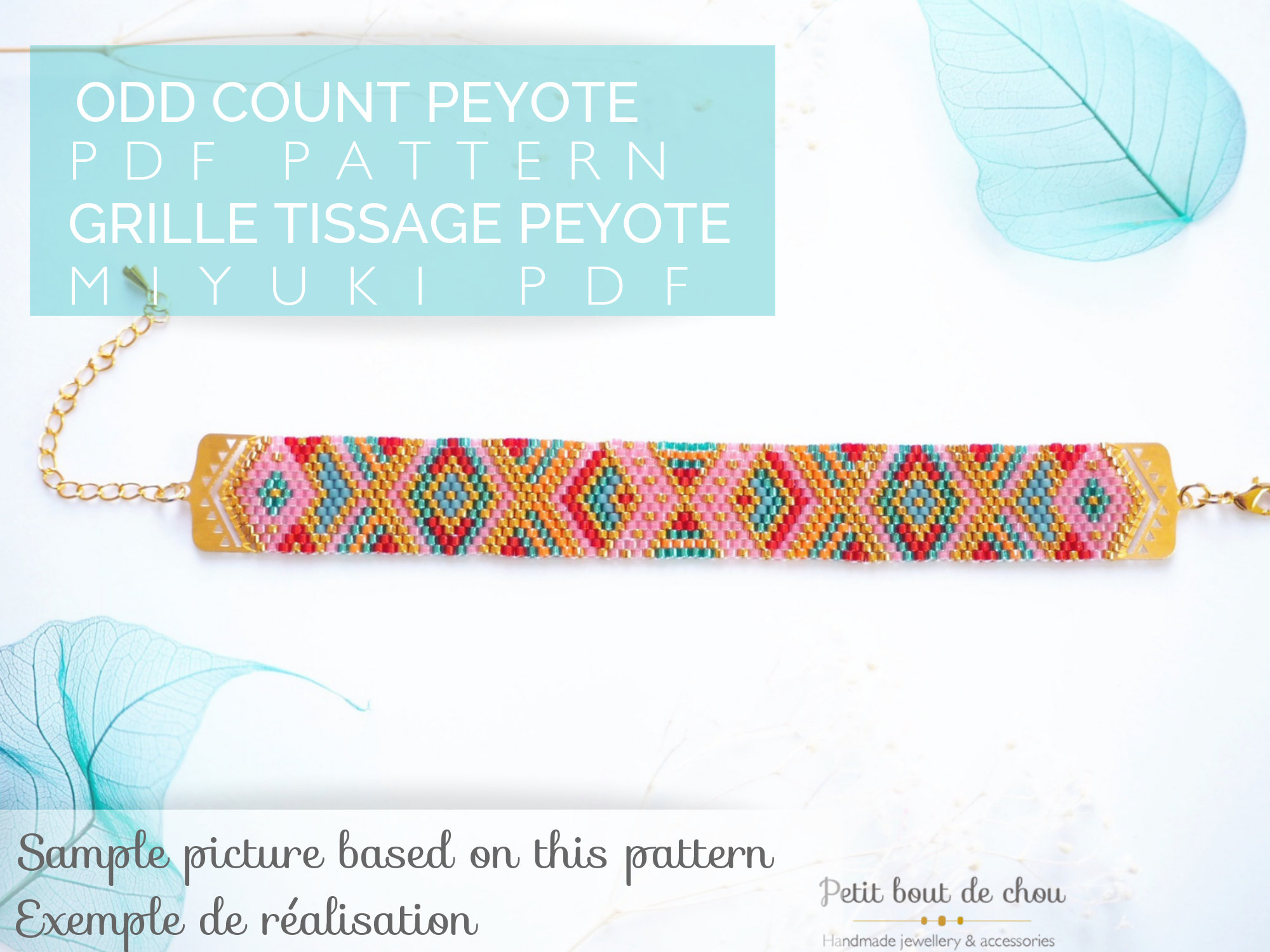 PDF Bead Loom Bracelet Pattern - Japanese Waves - Petit Bout de Chou