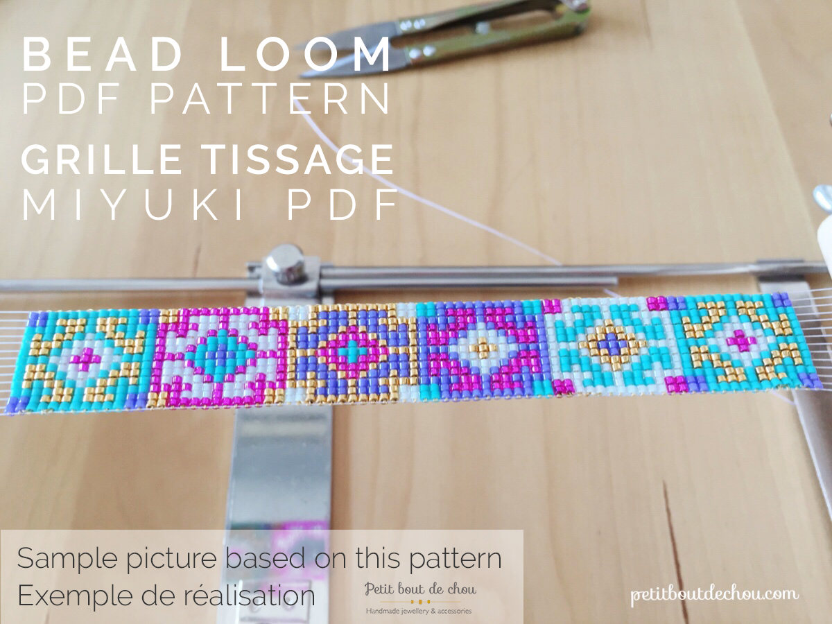 Bead loom pattern Beading loom bracelet Bead loom bracelet patterns Seed bead loom patterns Bracelet beading Geometric PDF