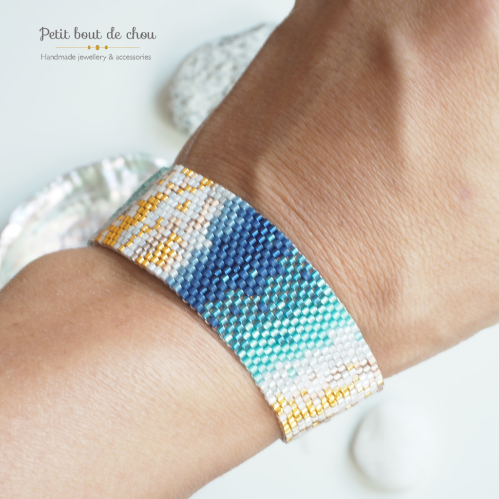 bracelet teal and gold foil porté