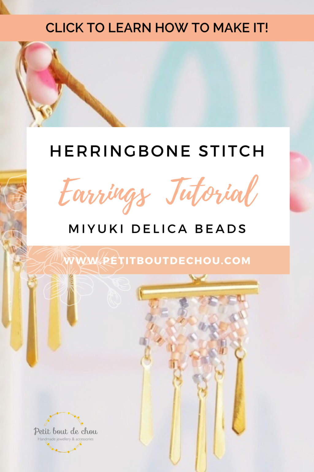 Pin earrings herringbone